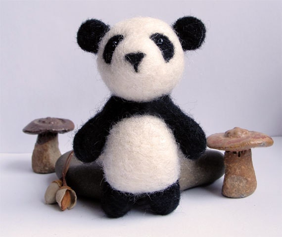 Needle felted panda bear