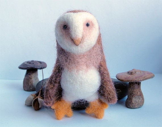 Needle felted barn owl