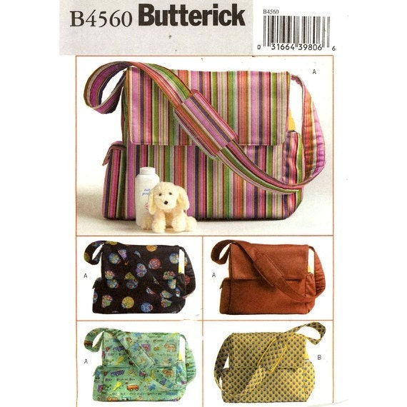 Butterick B4560 Sewing Pattern Diaper Bag Messenger Style 2 Styles ...
