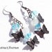 Butterfly Earrings - Butterflies - Blue and White Rondelle Beads - Charm, Dangle Earrings - Summer Earrings
