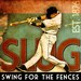 Baseball Print "Swing for the Fences" 12x12 Inspirational Baseball Poster in Rust Green Cream