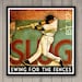 Baseball Print "Swing for the Fences" 12x12 Inspirational Baseball Poster in Rust Green Cream
