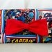 Comic Captain America with Red Cotton Bow and Comic Words Interior Wallet or Mini Clutch