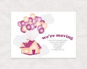 balloon house custom moving announcement card - printable file
