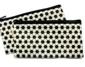 BALL pattern Pencil case / zipper pouch / back to school football soccer pattern cotton zipper pouch black and white