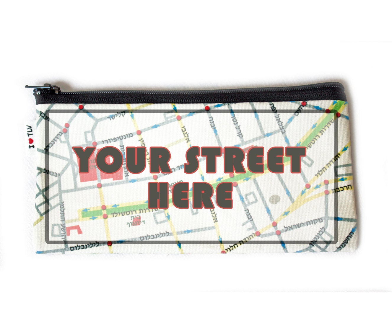 CUSTOM MAP pencil case - personalized wallet - you choose any place in the world to put on the fabric