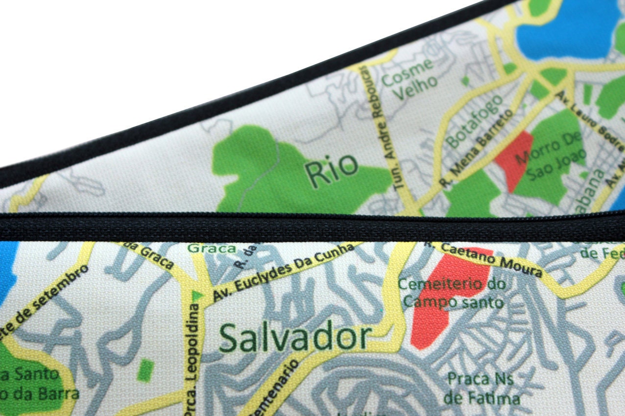 BRASIL MAP pencil case / Zipper pouch Clutch Souvenir from Rio and Salvador for man for woman for kids for school