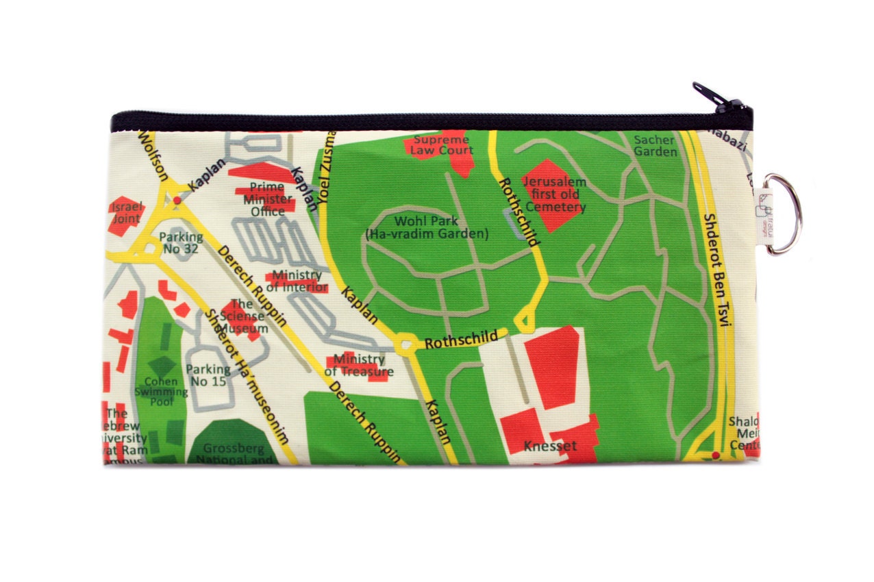 JERUSALEM map travel case - Use it to store your passport, your flying ticket and all your traveling documents
