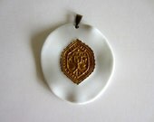 Royal Copenhagen Nils Thorsson Anton Michelsen Large Ceramic Pendant Rare Danish Porcelain Necklace