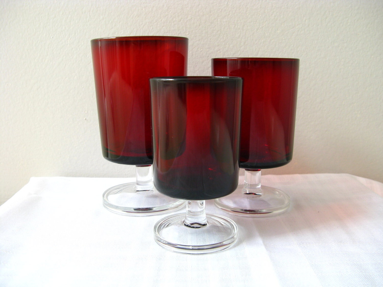 CUSTOM LISTING for Katrina - Vintage Glasses Ruby Red Cavalier Luminarc Mid Century Modern Wine - CUSTOM Create Your Own Set