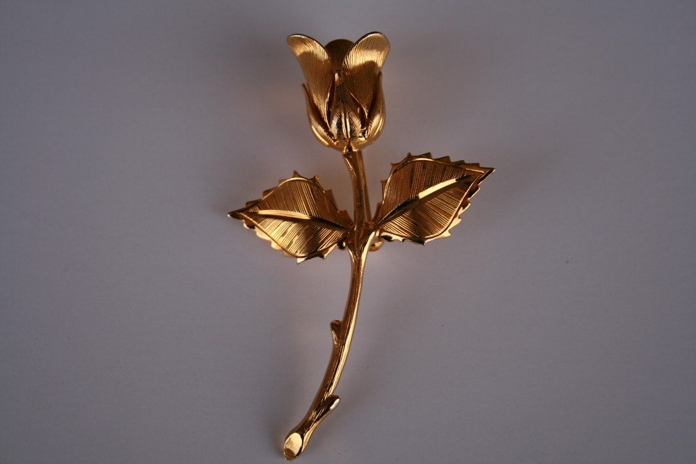 Vintage Gold Rose Brooch