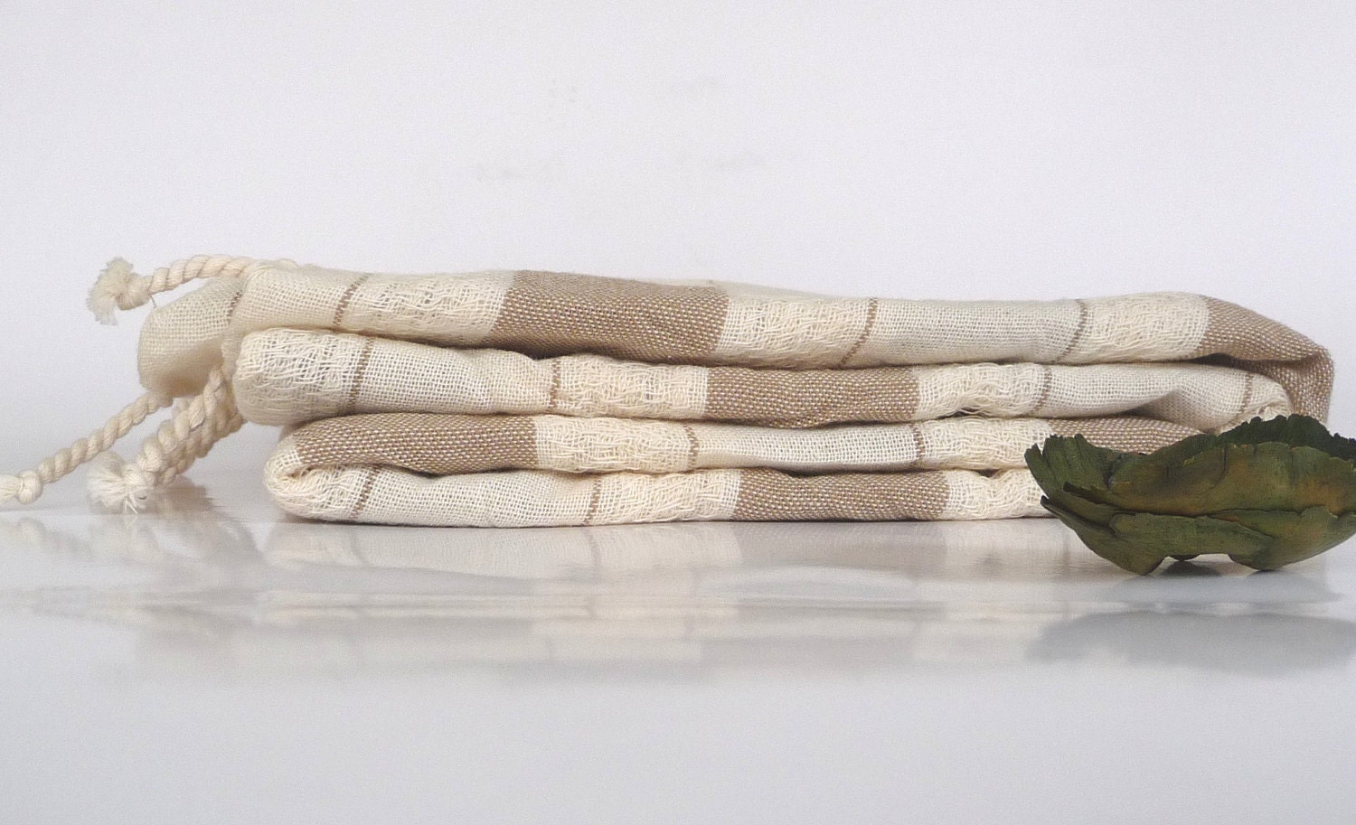 Turkish towel, Natural soft Peshtemal, bath, beach, hammam, bathroom, spa, yoga, pool, 100% Cotton, Brown Striped