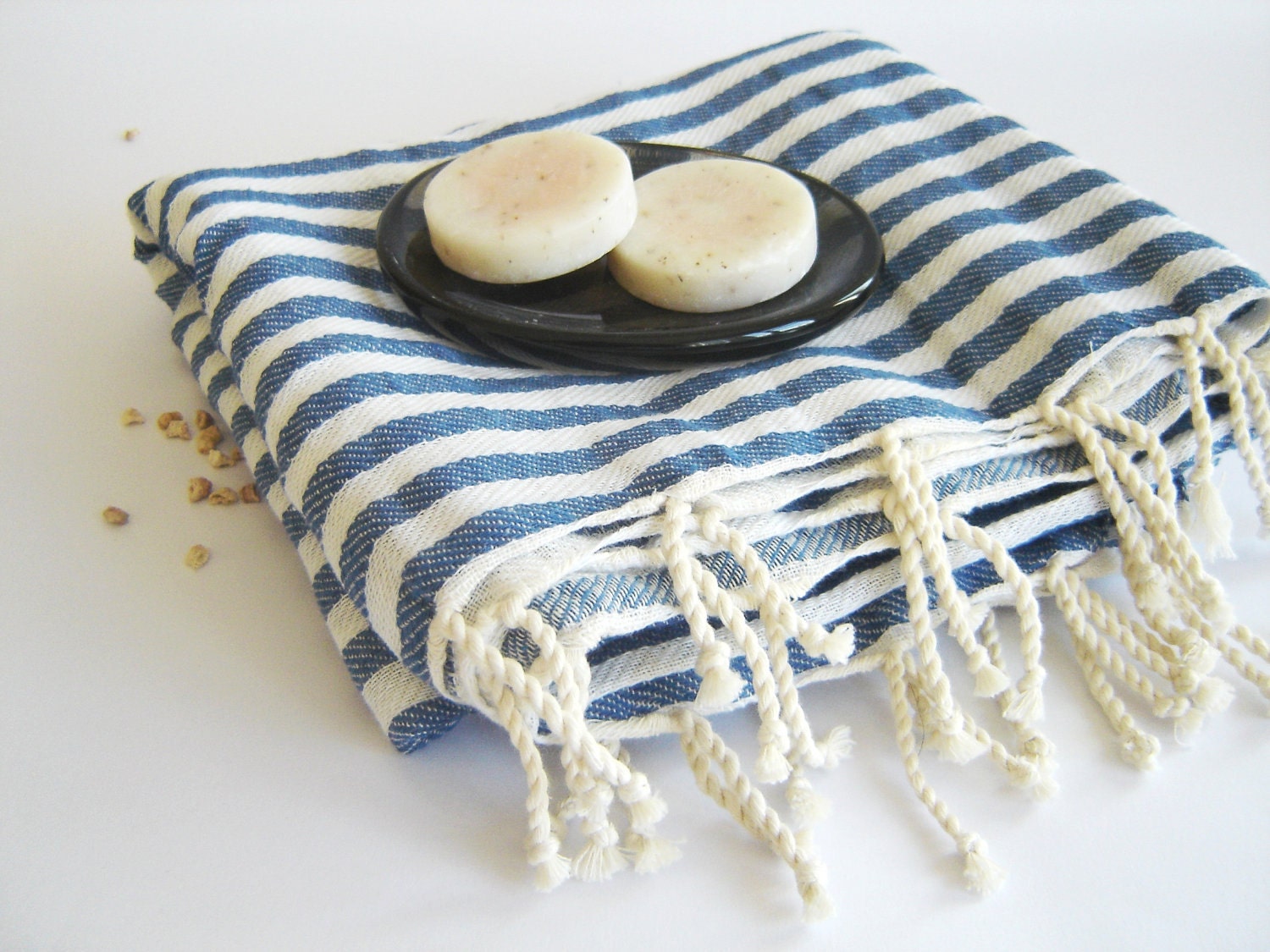High Quality Turkish towel, Peshtemal, Bath towel, Beach Towel , Hammam, Yoga, Spa, Sports, Mother's Day Gift, Blue Striped