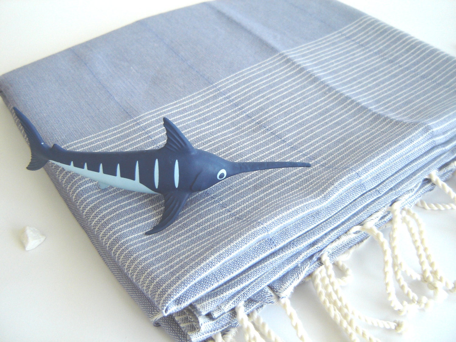 Ultrathin Turkish Towel, Pareo, Sarong on the boat, Peshtemal, Bamboo and Cotton, Blue