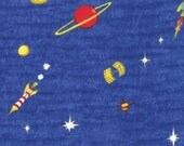 Fabric Robotics Rockets by Ingrid Slyder for Moda Fabrics in Royal Blue 23071 11 - quilting fabric - cotton fabric