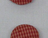 Fabric Covered Buttons 22mm each Set of 4 in Small Check, Color Ruby