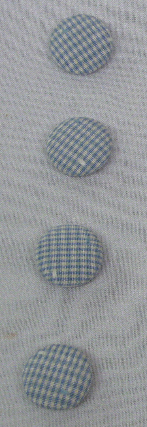 Fabric Covered Buttons 22mm each Set of 4 in Small Check, Color Sky