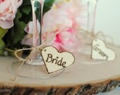 Bride and Groom Glass Charms - Rustic, Country, Eco Chic, Garden, Woodland Wedding (Set of 2) Ready to Ship