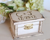 Petite Rustic Wedding Ring Box Keepsake or Ring Bearer Box- Personalized Comes WIth Burlap Pillow