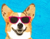 Dog portrait dog illustration poster Print Corgi Dog Art