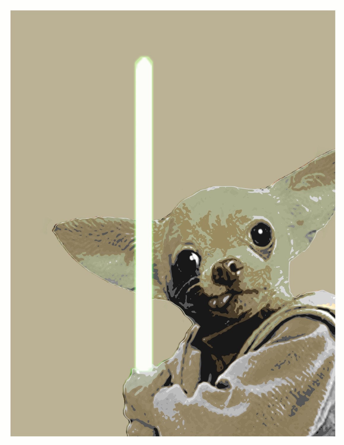 Digital Print Chihuahua Yoda Star Wars Pop Art