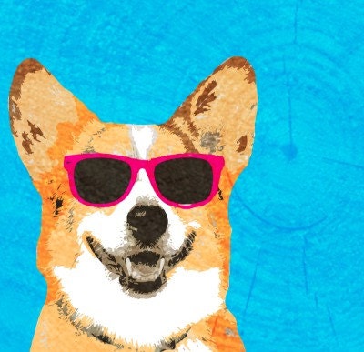Dog portrait dog illustration poster Print Corgi Dog Art