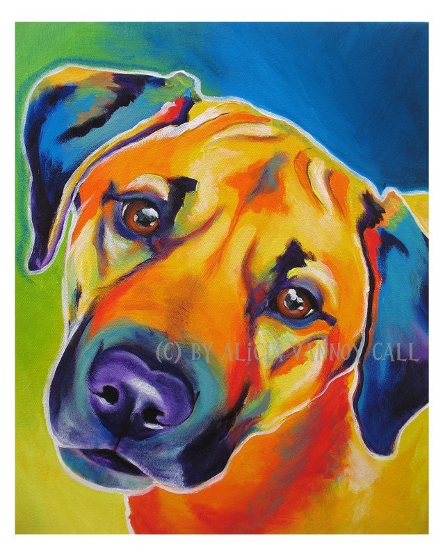 Colorful Pet Portrait Pop Art Dog Print 8x10 by Alicia VanNoy Call