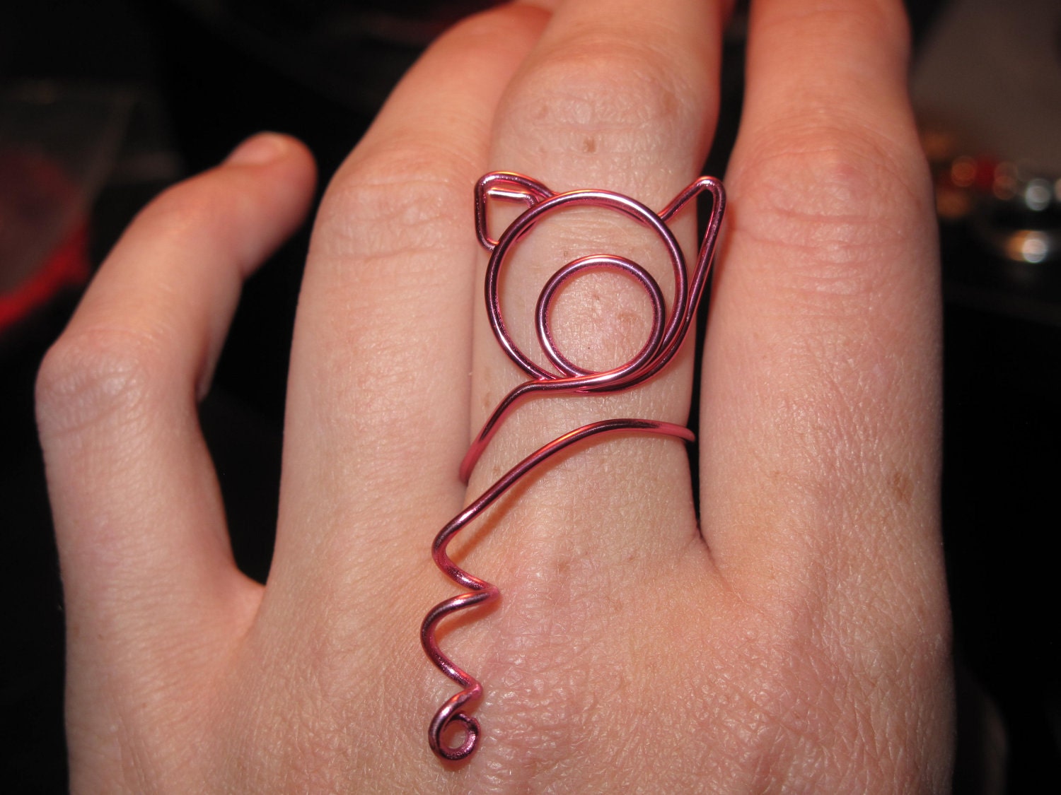 Wire Wrapped Adjustable Pig Head And Tail Ring