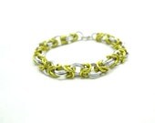 Byzantine Chainmail Bracelet Anodized Aluminum Yellow And White