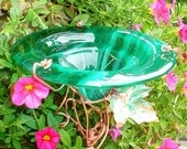 Bird Feeder, UNISEX GIFT, Glass, Garden Butterfly Feeder, stained glass, copper, Emerald Green