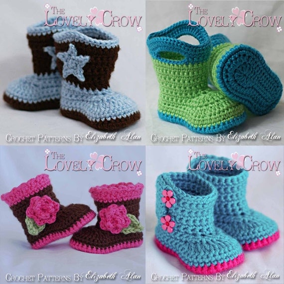 Baby Boots Crochet Patterns All 4 Patterns, one great deal. digital