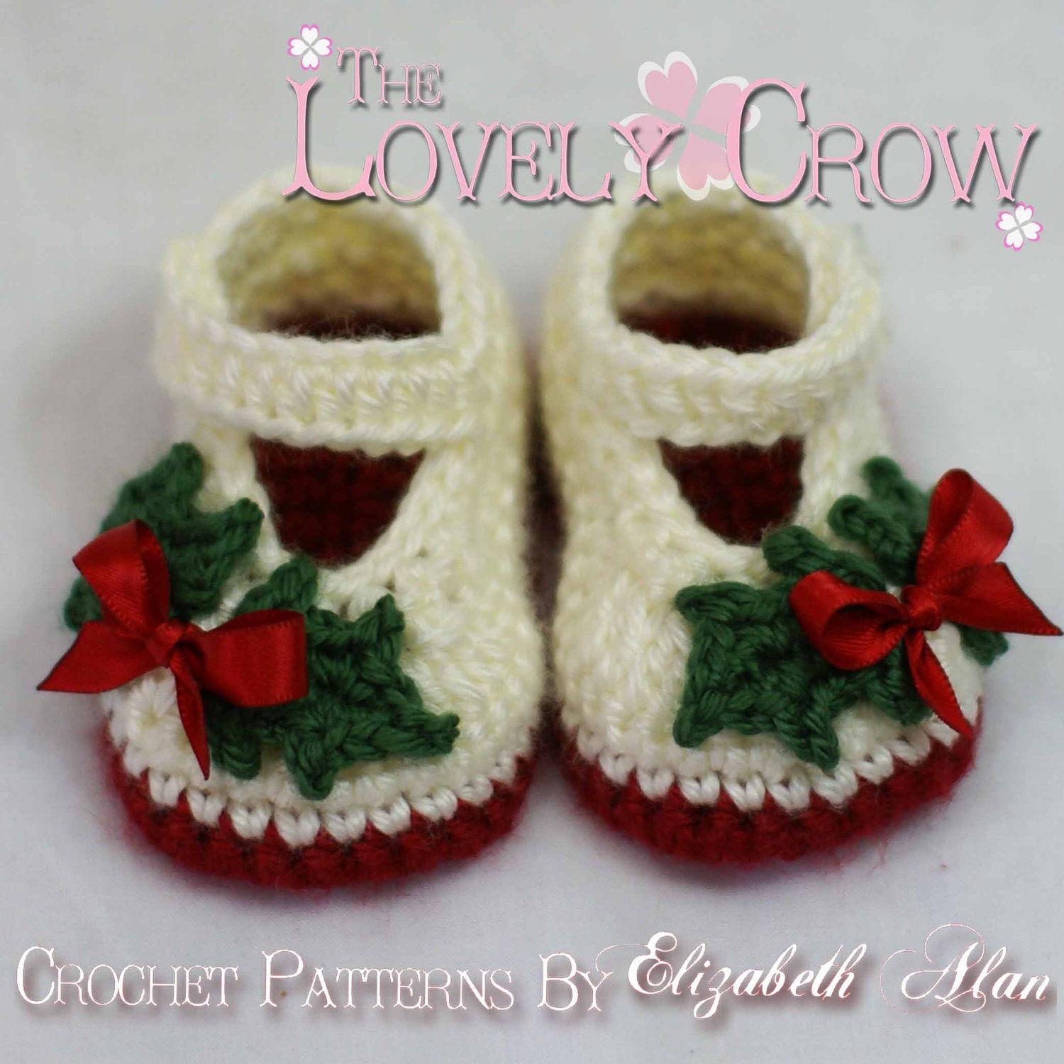 Slippers Crochet PATTERN Christmas for Baby Holly Shoes digital