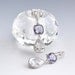Wedding Jewelry - Silver Earrings with Cubic Zirconia and Tanzanite Glass Stones - Bridal - Simple and Elegant