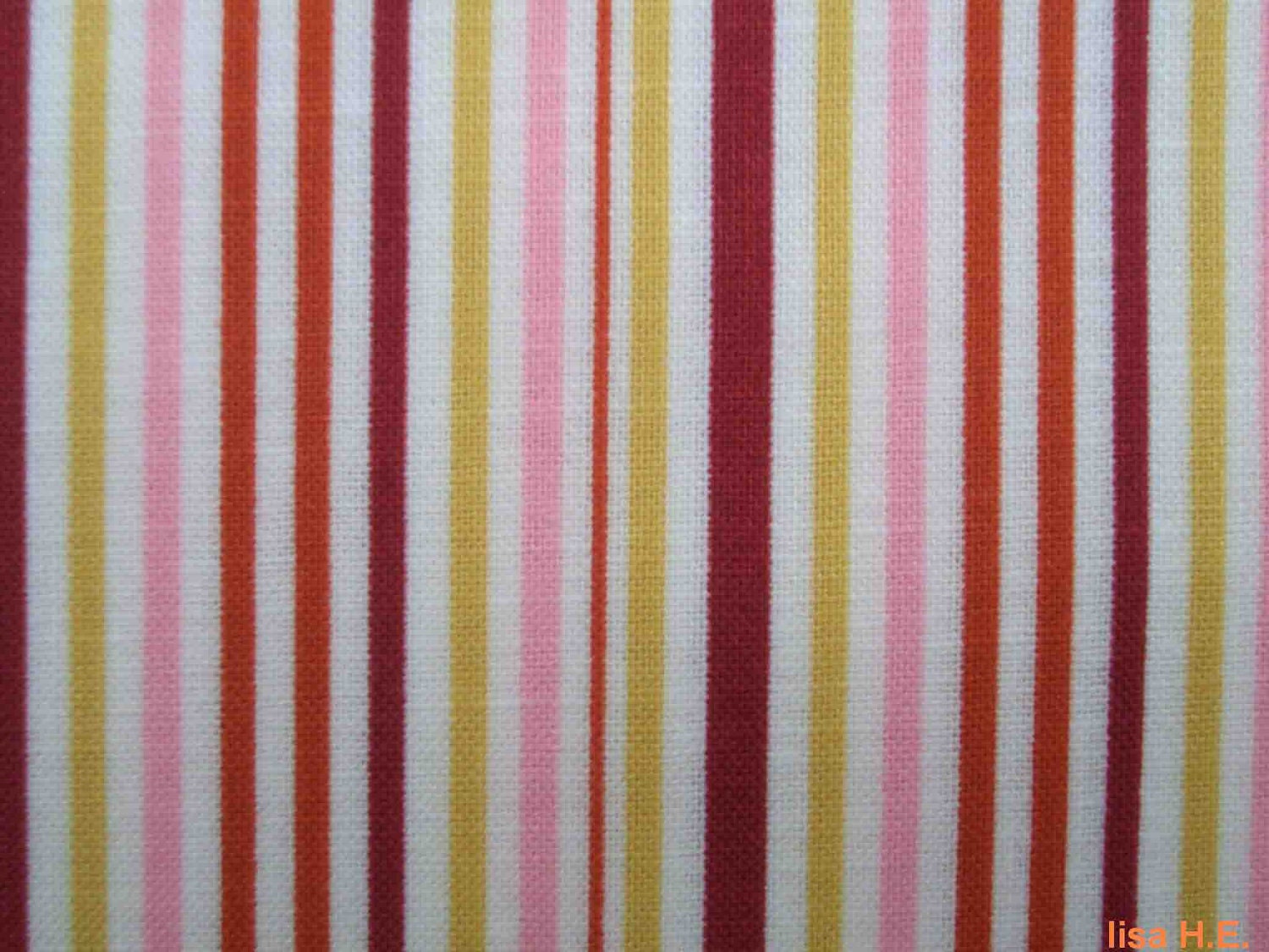 SALE - Very thin burgundy red yellow pink stripes, fat quarter, pure cotton fabric