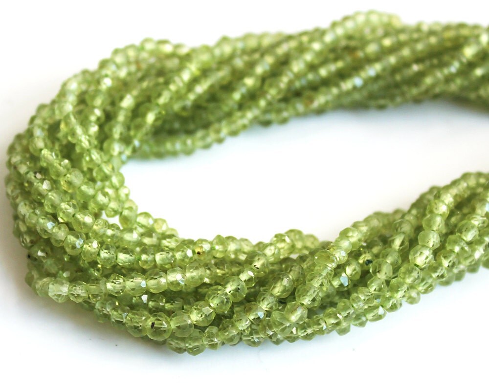 Peridot Micro Faceted 2.5mm Rondelle Gemstone Beads FULL STRAND (14 inches)