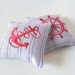 Organic Lavender Sachets NAUTICAL - Set of Two Red Embroidered Linen Cushions