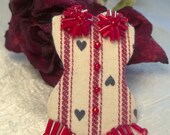 Burlesque Corset Brooch Pin Striped