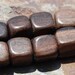 Wood Beads 9mm Cocoa Brown Rounded Cube Beads - 10