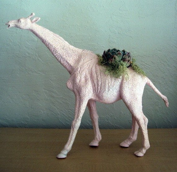 Pink Giraffe Animal Planter - Modern Art Centerpiece ( 8 WEEK DELIVERY)