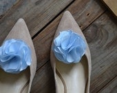 Light Blue Flower Shoe Clips- Blue Flower Shoe Clips- Bridal Accessory