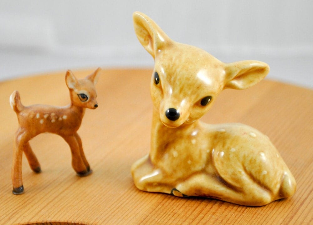 Miniature Deer Figurines Ceramic Deer Set of by WhositsandWhatnots