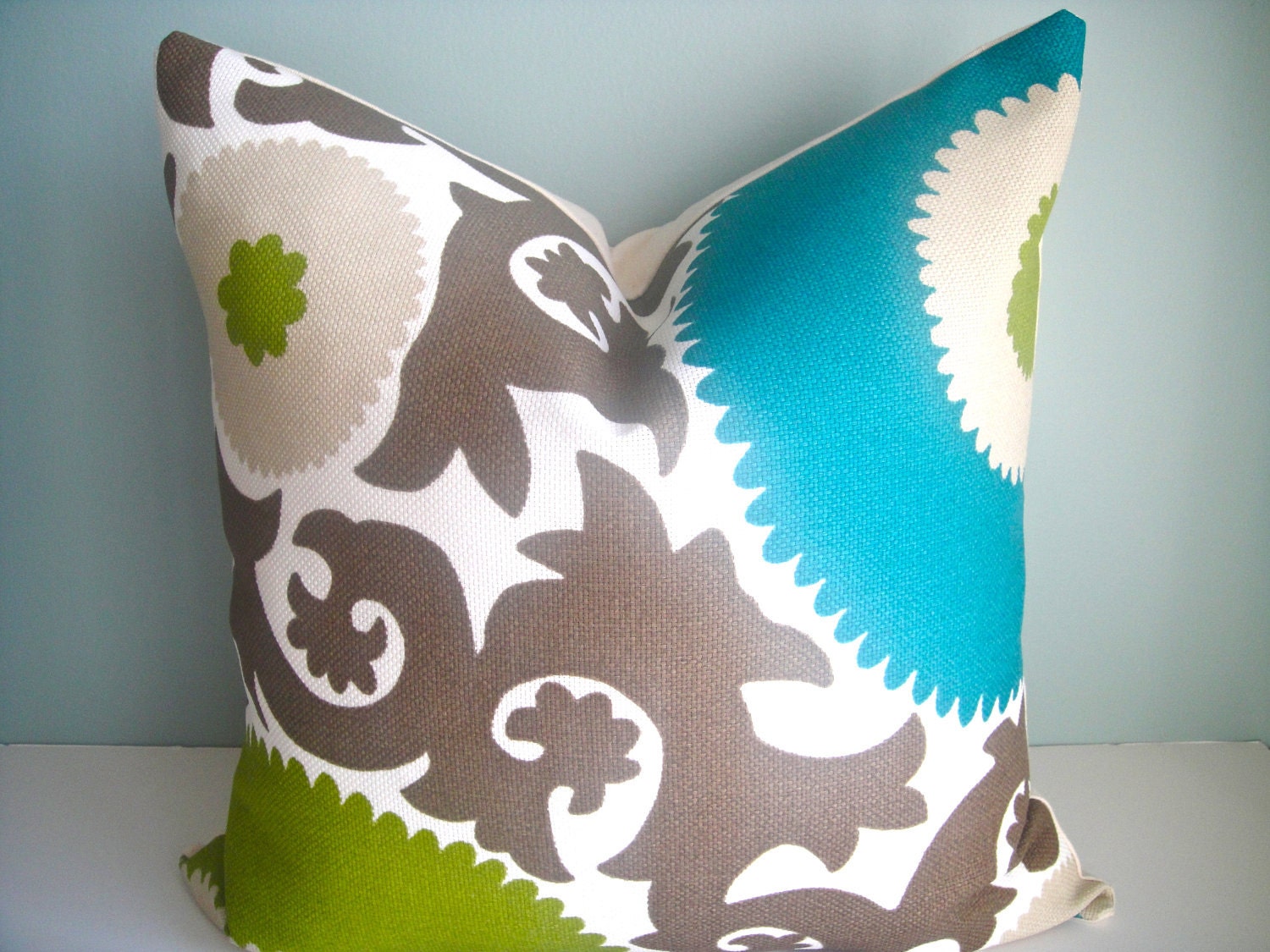 NATE BERKUS SHOW Featured Set Of Two-Indoor /Outdoor 20x20 Designer Pillow In Fahri Aquamarine