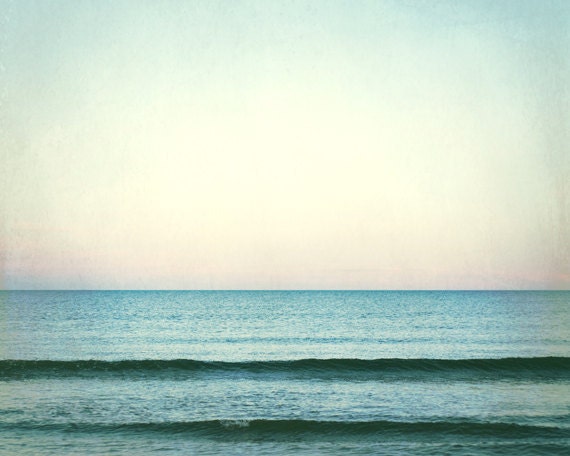 Ocean Photography - seascape sea horizon waves beach landscape mint green teal nautical turquoise print coastal wall art - 16x20 Photograph