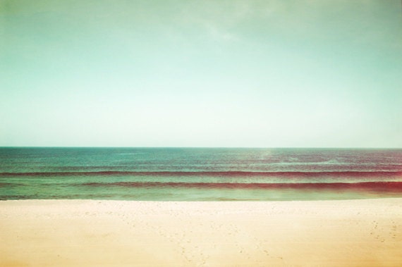 Beach Photography - mint green turquoise - ocean sea coastal wall art - teal beige peach blue green - 8x12 Photograph, "Tranquility"