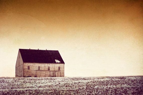 Large Photography - brown landscape beige black - neutral barn house rustic wall art print cream - fine art photography, "From a ByGone Era"
