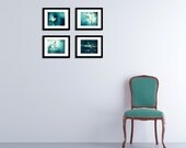 Photo Set of 4 8x10 Photographs - print set teal - aqua blue turquoise decor - nature photography - botanical wall art - dark teal wall art