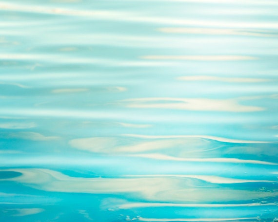 11x14 Ocean Photograph - water ripples print sea aqua blue white - 11x14 wall art decor - coastal photography abstract photo, "Soothing"