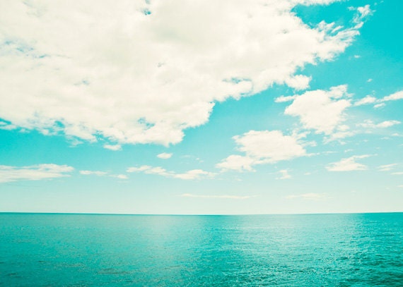 Ocean Photography - turquoise beach sea seascape - aqua blue teal turquoise - colorful seashore wall art - 5x7 Photograph, "Utopia"