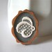 White Vintage Lace on Silver Grey Felt Wooden Brooch, Mahogany and Lace Series.