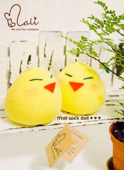 Mali Sock Doll, Yellow Newborn Safe Twin Sock Chicks, Baby Sock Dolls